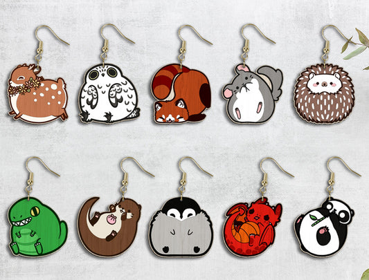 Cute Animal Earring SVG Bundle Laser Cut File for Glowforge and xTool