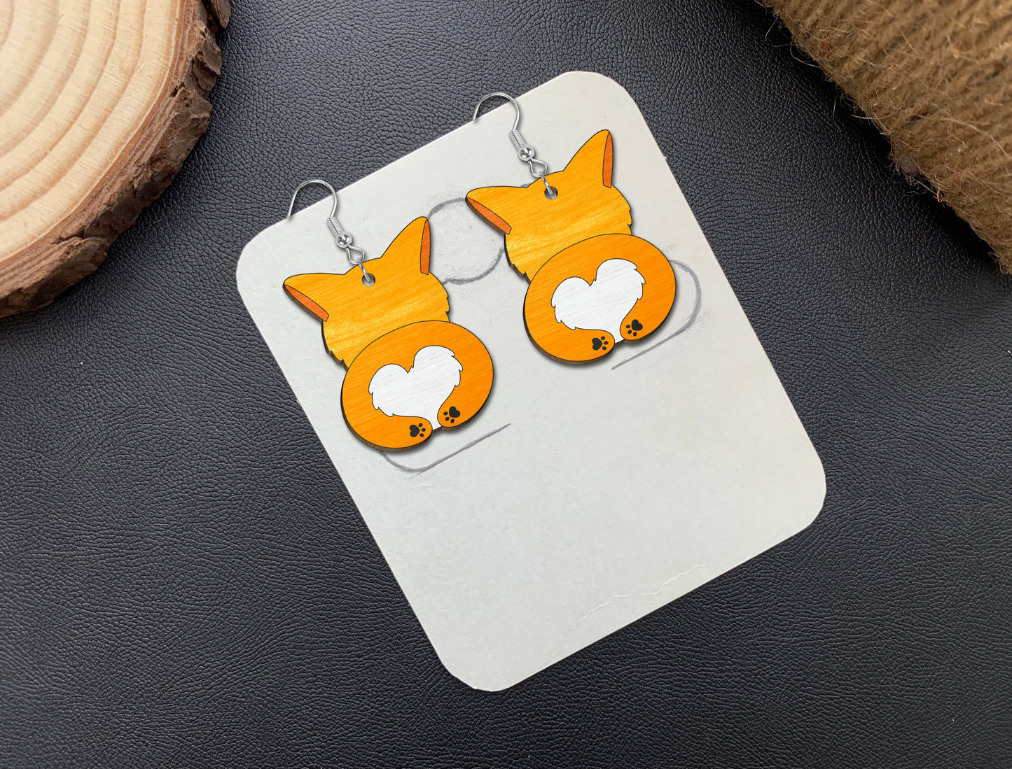 Corgi Stud Earring SVG Bundle Laser Cut File for LightBurn and xTool