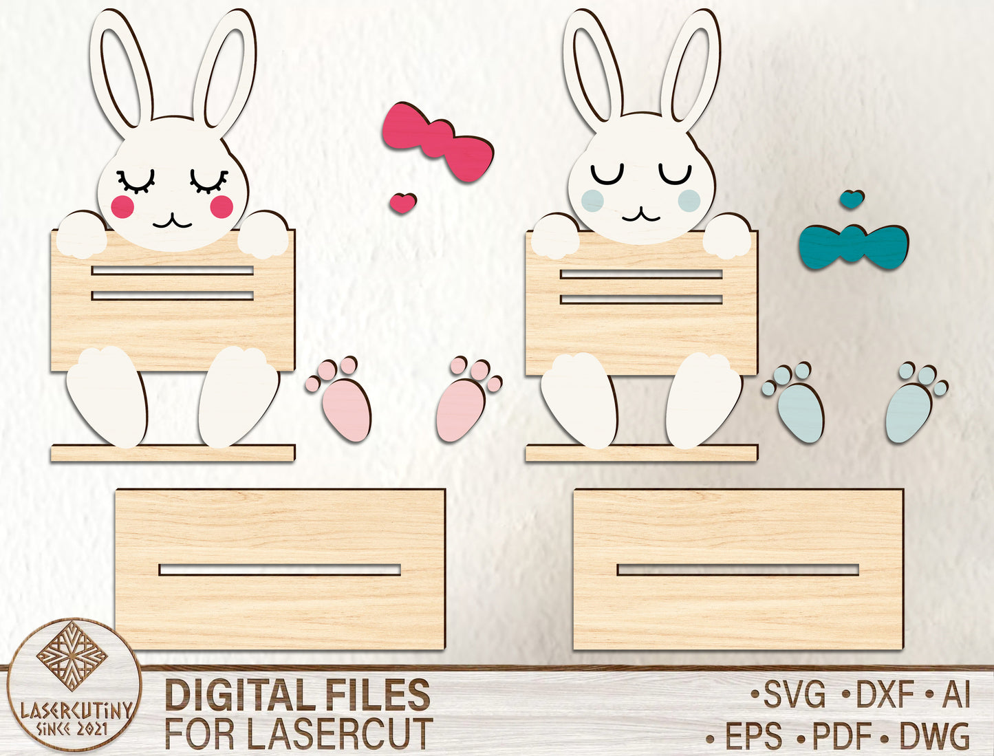 Personalized Easter Bunny Money Holder SVG Custom for LightBurn and xTool