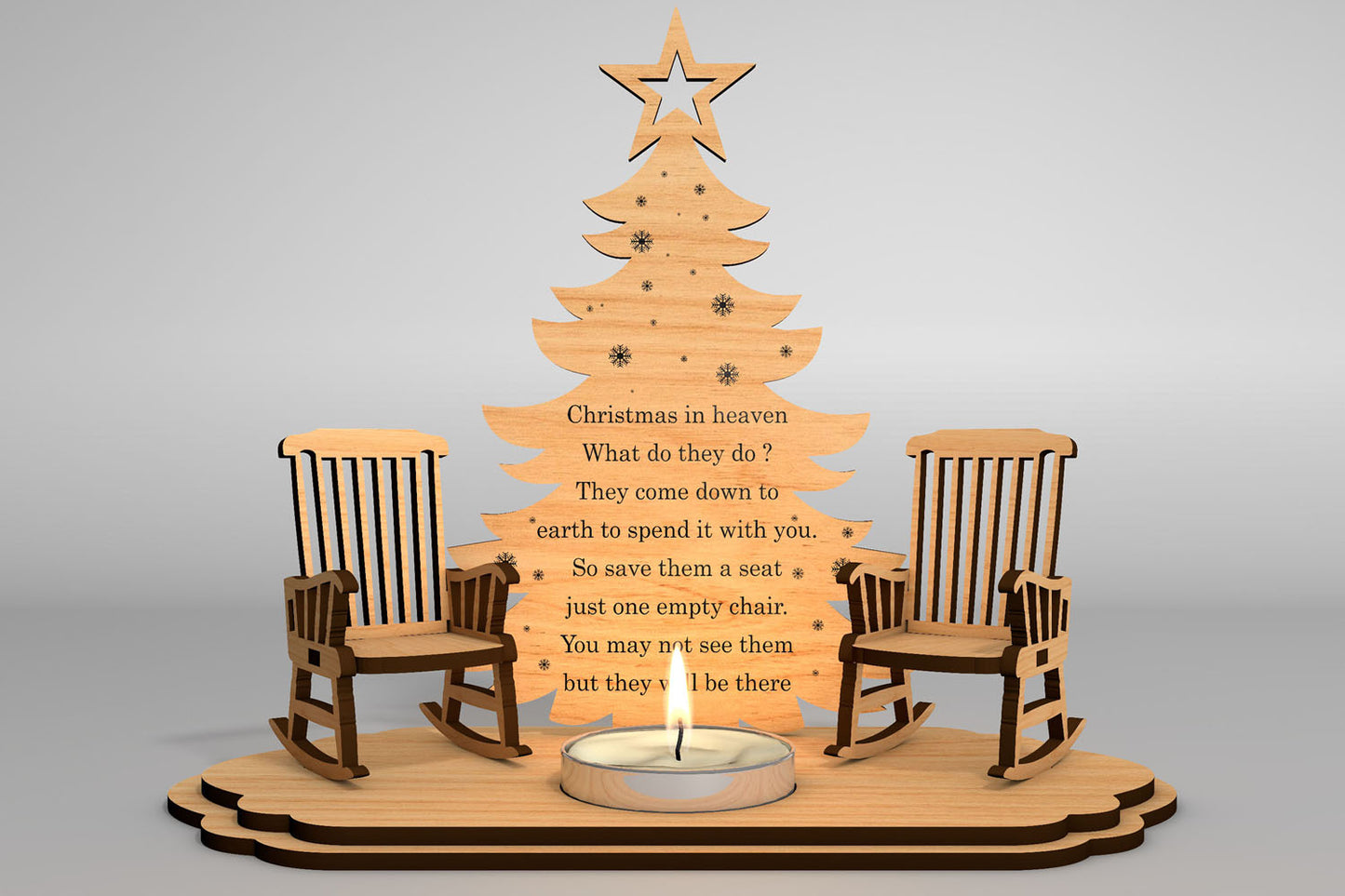 Personalized Christmas Tree Memorial SVG Laser Cut File for Glowforge xTool LightBurn