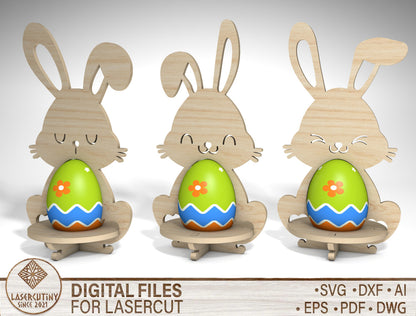 Easter Bunny Egg Holder Stand SVG Cute Bunny for Glowforge and xTool
