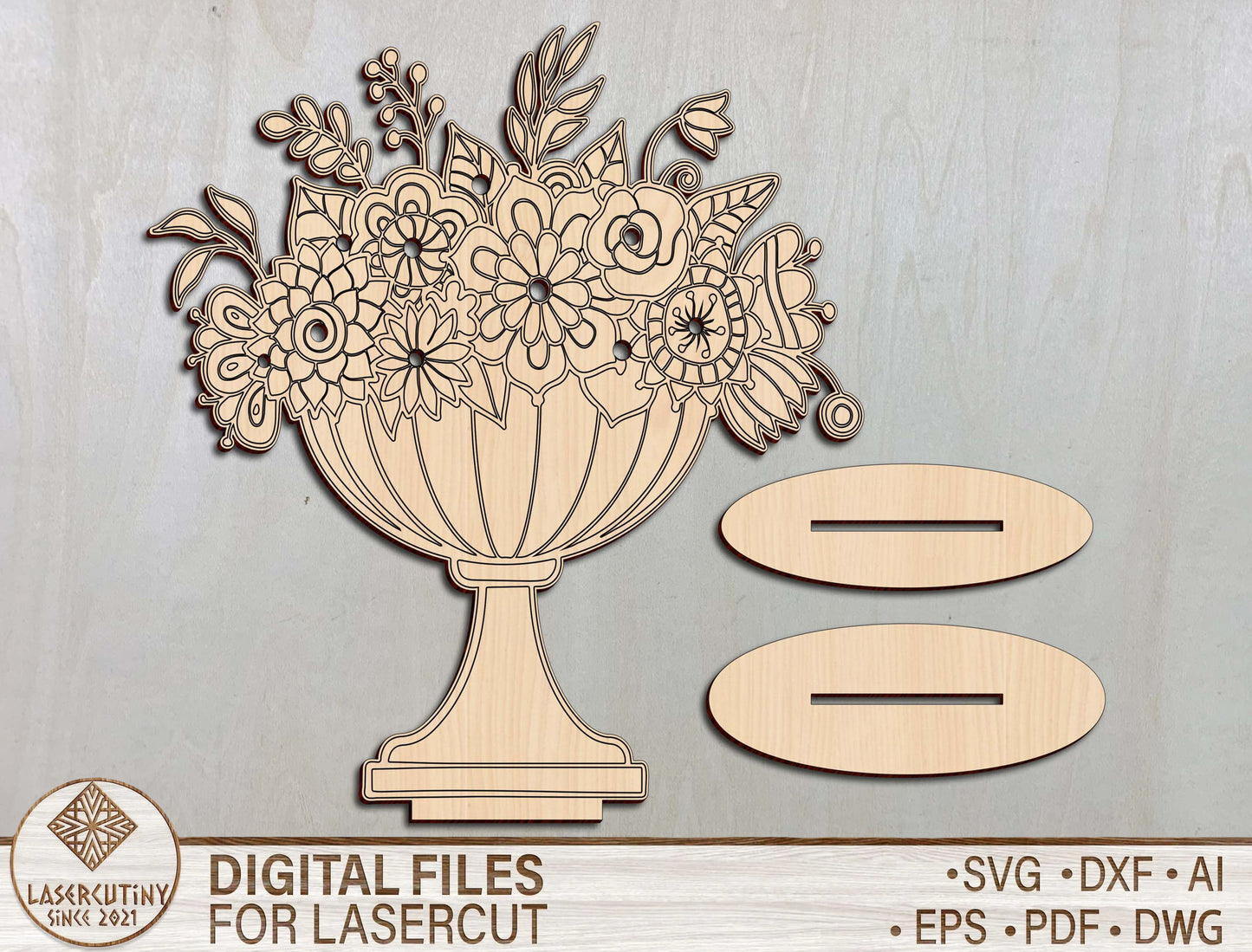 Floral Bouquet Holder SVG Flower Insert Stand for LightBurn and xTool