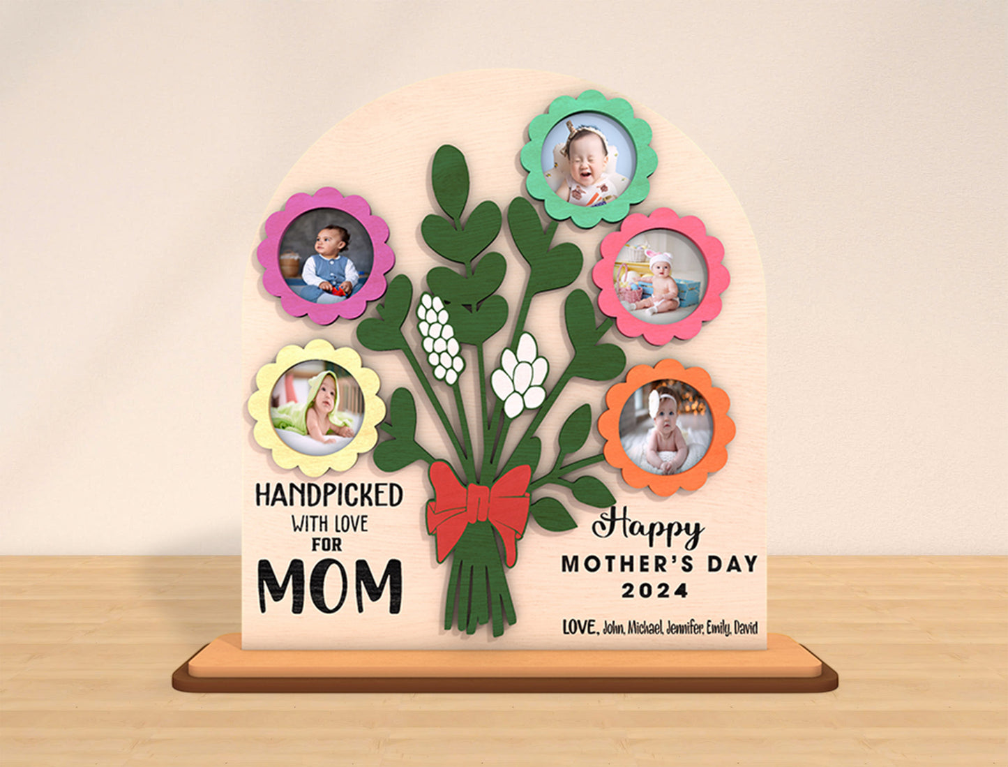 Handpicked With Love Mom Photo Frame SVG Bouquet for Glowforge
