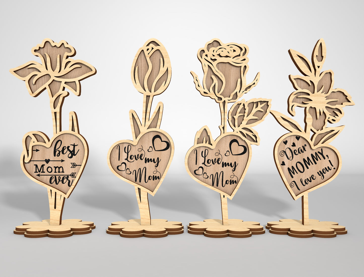 Mother's Day Flower Stand Quote SVG Bundle for Glowforge and xTool