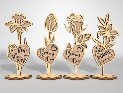 Mother's Day Flower Stand Quote SVG Bundle for Glowforge and xTool