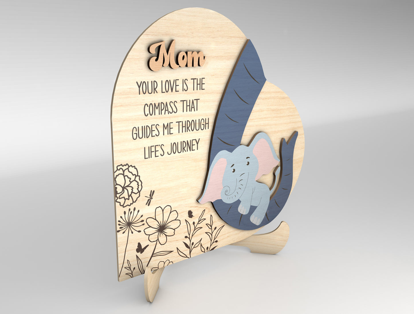 Love You Forever Elephant Mom Family Sign SVG for Glowforge