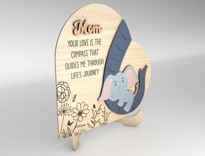 Love You Forever Elephant Mom Family Sign SVG for Glowforge