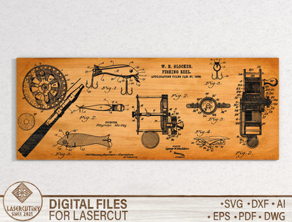 Fishing Word Sign Scene Letters SVG Laser Cut File for xTool and Glowforge