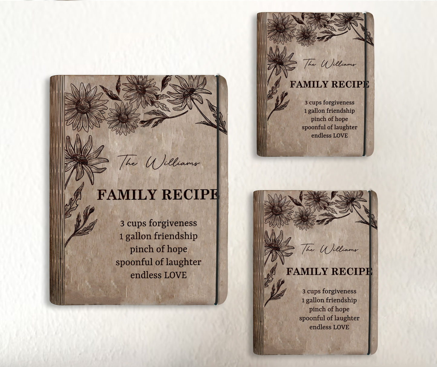 Family Vintage Floral Recipe Book SVG Engraved Binder for Glowforge