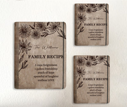 Family Vintage Floral Recipe Book SVG Engraved Binder for Glowforge