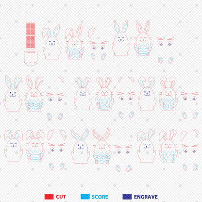 Playful Bunny Egg Holder Stand SVG Bundle 8 Designs for Glowforge and xTool