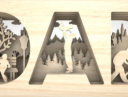 Dad Multilayer Outdoor Scene SVG Laser Cut File for Glowforge and LightBurn