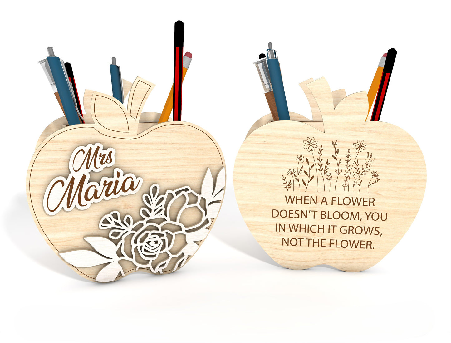 Personalized Apple Pencil Organizer SVG for Glowforge and xTool
