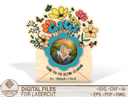 Floral Photo Magnet Mom Family SVG Bundle for Glowforge and xTool
