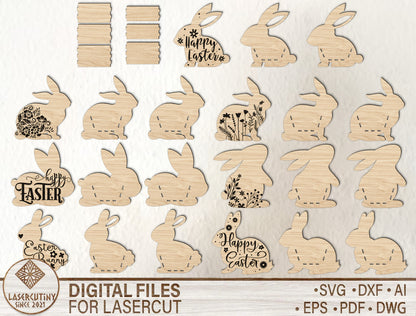 Engraved Easter Bunny Basket SVG Happy Easter Silhouette for LightBurn