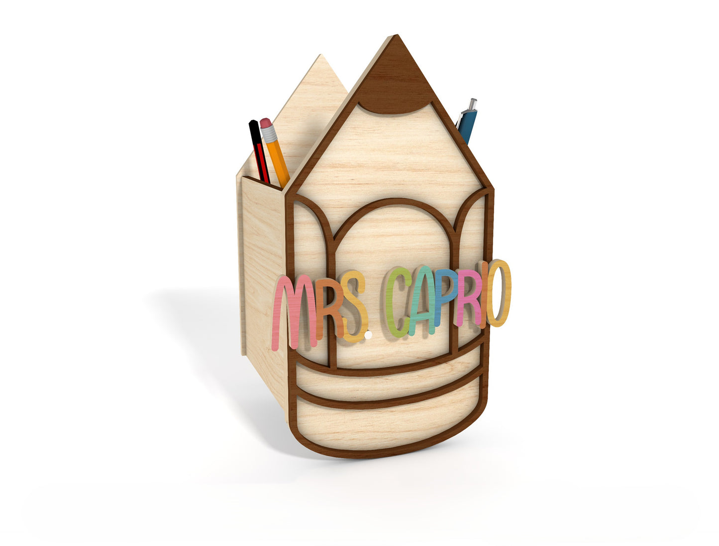 Personalized Pencil Pen Holder Laser Cut File SVG for Glowforge and LightBurn