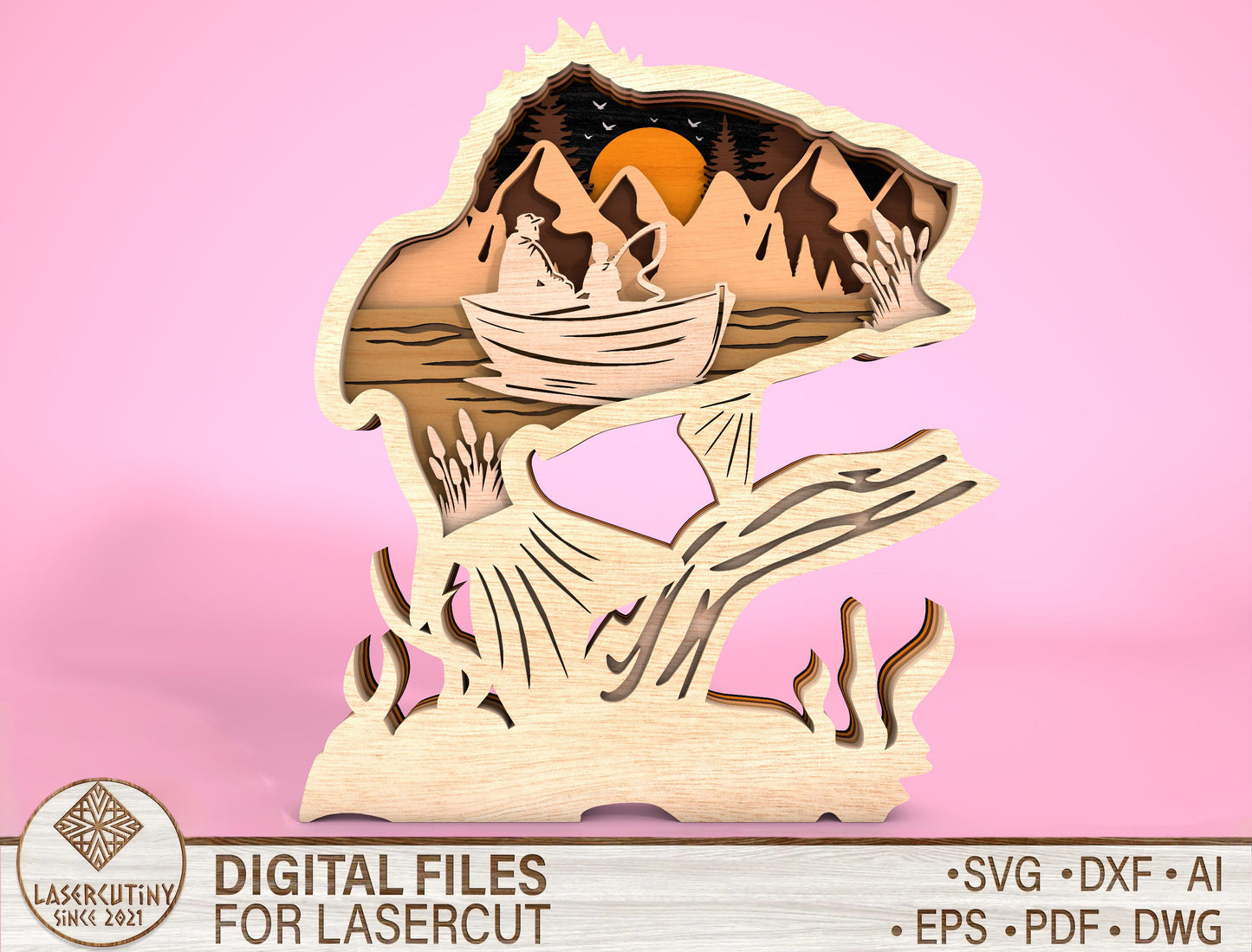 Multilayer Fishing Dad Sign SVG Laser Cut File for xTool and Glowforge