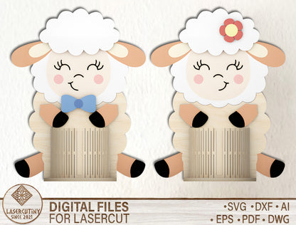 Cute Bunny Lamb Egg Basket Holder SVG Bundle 4 Easter Designs for LightBurn