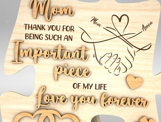"I Picked You" Mom Puzzle Sign SVG for xTool and LightBurn