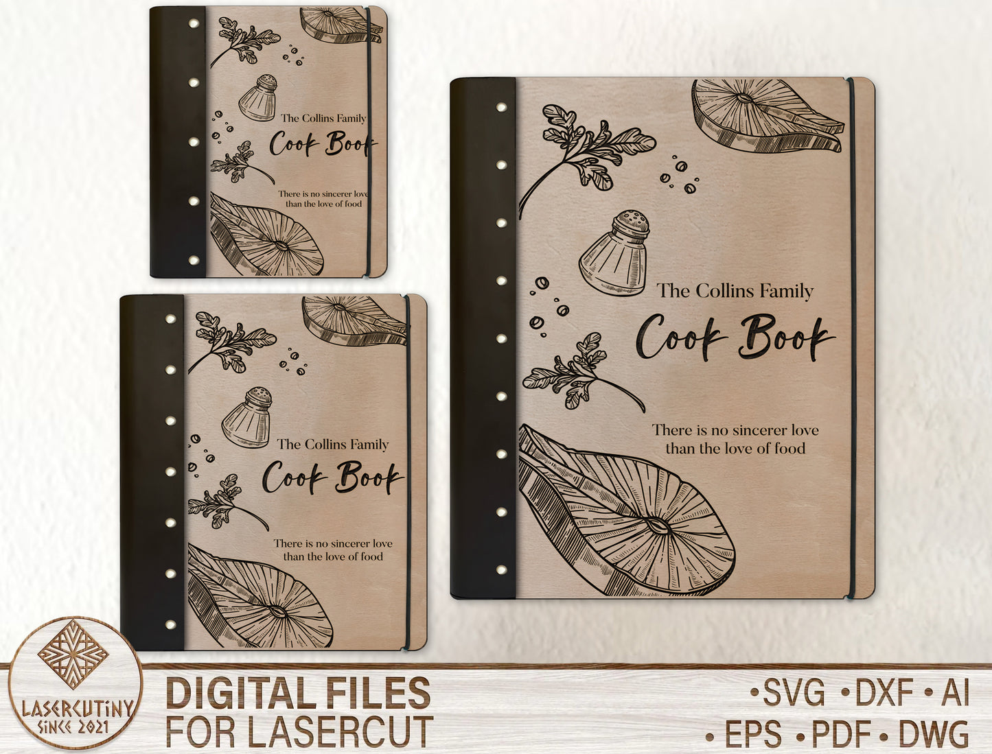 Mother's Day Seafood Recipe Book SVG Cookbook Cover for Glowforge