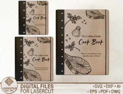 Mother's Day Seafood Recipe Book SVG Cookbook Cover for Glowforge