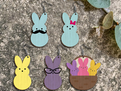 Easter Bunny Earrings SVG Bundle 15 Cute Pastel Rabbit for Glowforge