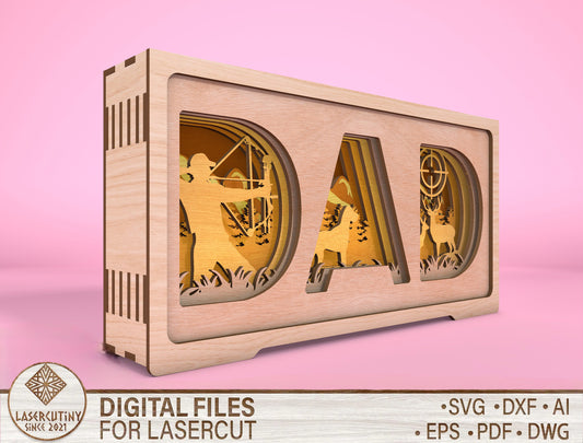 Dad Hunting Multilayer SVG Laser Cut File for Glowforge and LightBurn