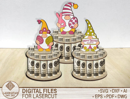 Easter Gnome Money Holder SVG Bundle 6 Cute Bunny Gnome for LightBurn