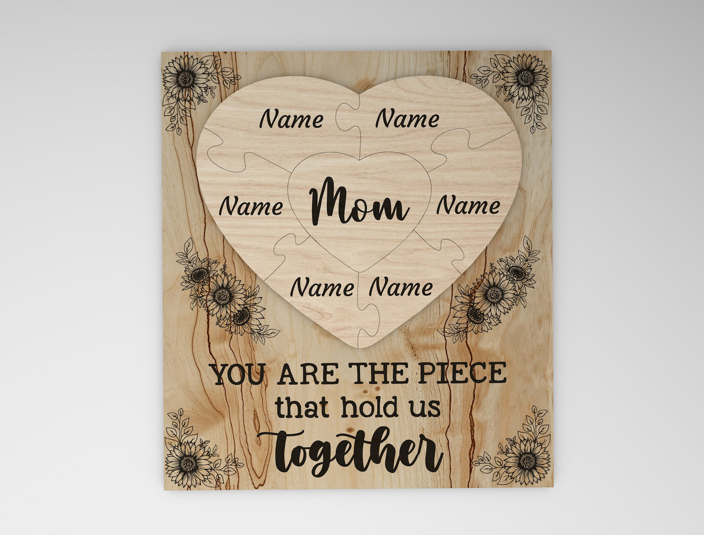 "You Are The Piece" Mom Puzzle Frame SVG for xTool and Glowforge