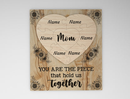 "You Are The Piece" Mom Puzzle Frame SVG for xTool and Glowforge