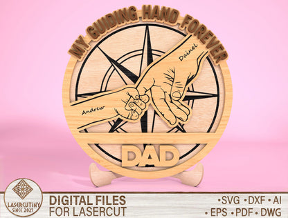 Personalized Dad Compass Sign SVG Laser Cut File for Glowforge and LightBurn