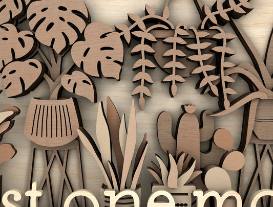 Plant Lover Shadow Box SVG Laser Cut File for Glowforge