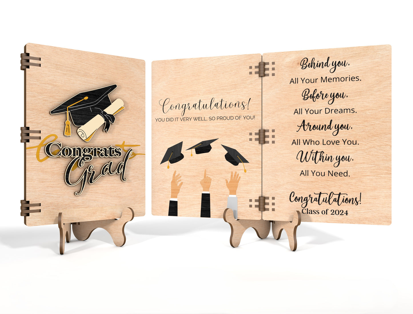 Graduation Folding Gift Card SVG for LightBurn and Glowforge