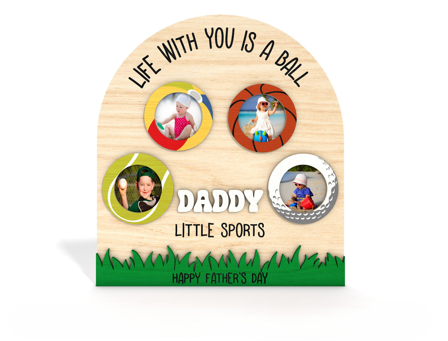Father’s Day Football Photo Sign SVG Laser Cut File for LightBurn and xTool