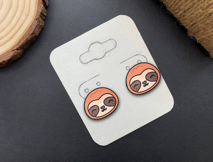 Sloth Stud Earrings SVG Laser Cut File for Glowforge and LightBurn