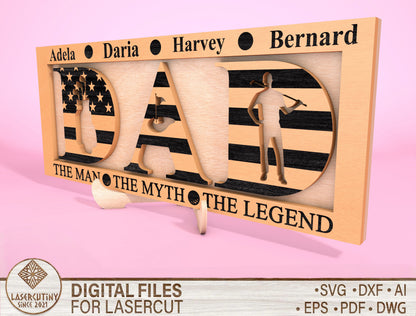 Personalized Dad Letter Sign SVG Laser Cut File for Glowforge and xTool