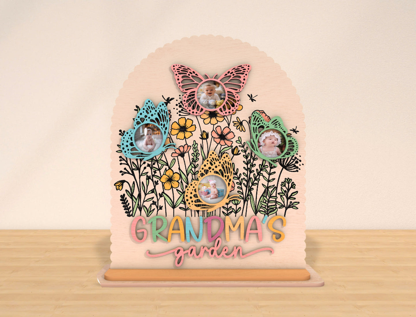 Grandma's Garden Butterfly Photo Frame SVG for LightBurn and xTool