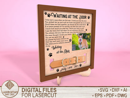 Waiting at the Door Dog Cat Photo Frame SVG  Laser Cut File for Glowforge and xTool
