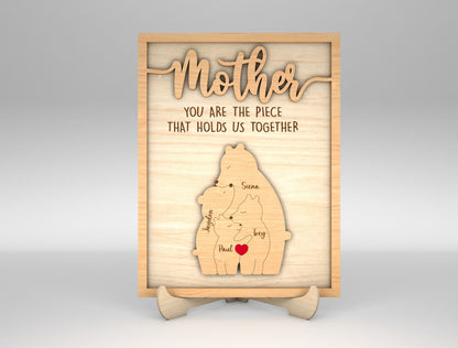 Mommy Bear Custom Name Family Sign SVG for xTool and Glowforge