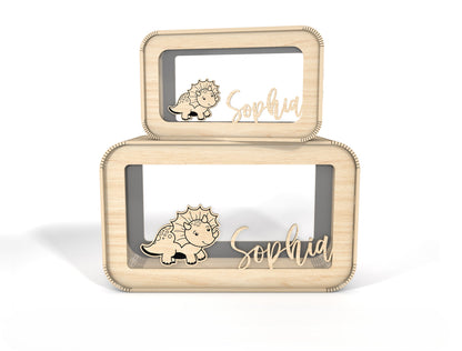 Personalized Dinosaur Money Box SVG Laser Cut File for xTool and LightBurn