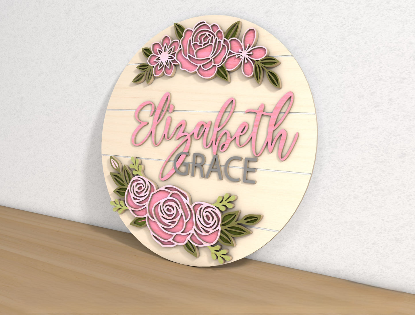 Flower Door Sign SVG File for Glowforge and LightBurn
