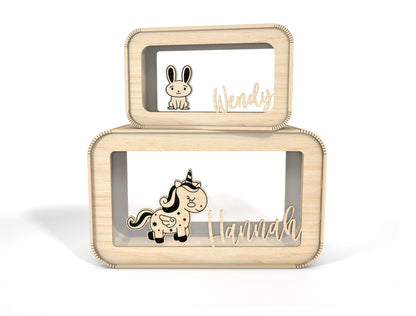 Personalized Animal Money Box SVG Laser Cut File for Glowforge and xTool