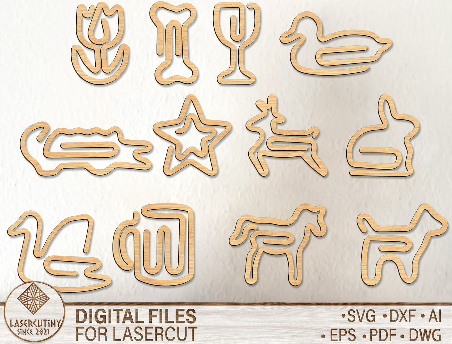 Minimalist Paper Clip SVG Bundle Laser Cut File for xTool and Glowforge