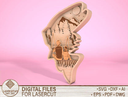 Multilayer Fishing Dad SVG Laser Cut File for Glowforge and xTool