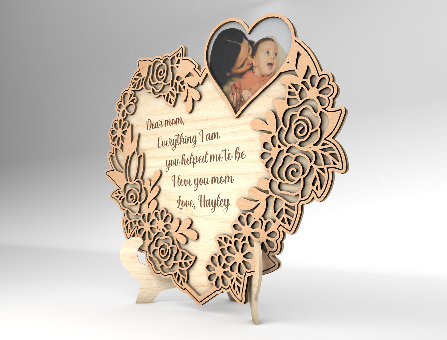 Floral Lace Mother Photo Frame Sign SVG for xTool and LightBurn