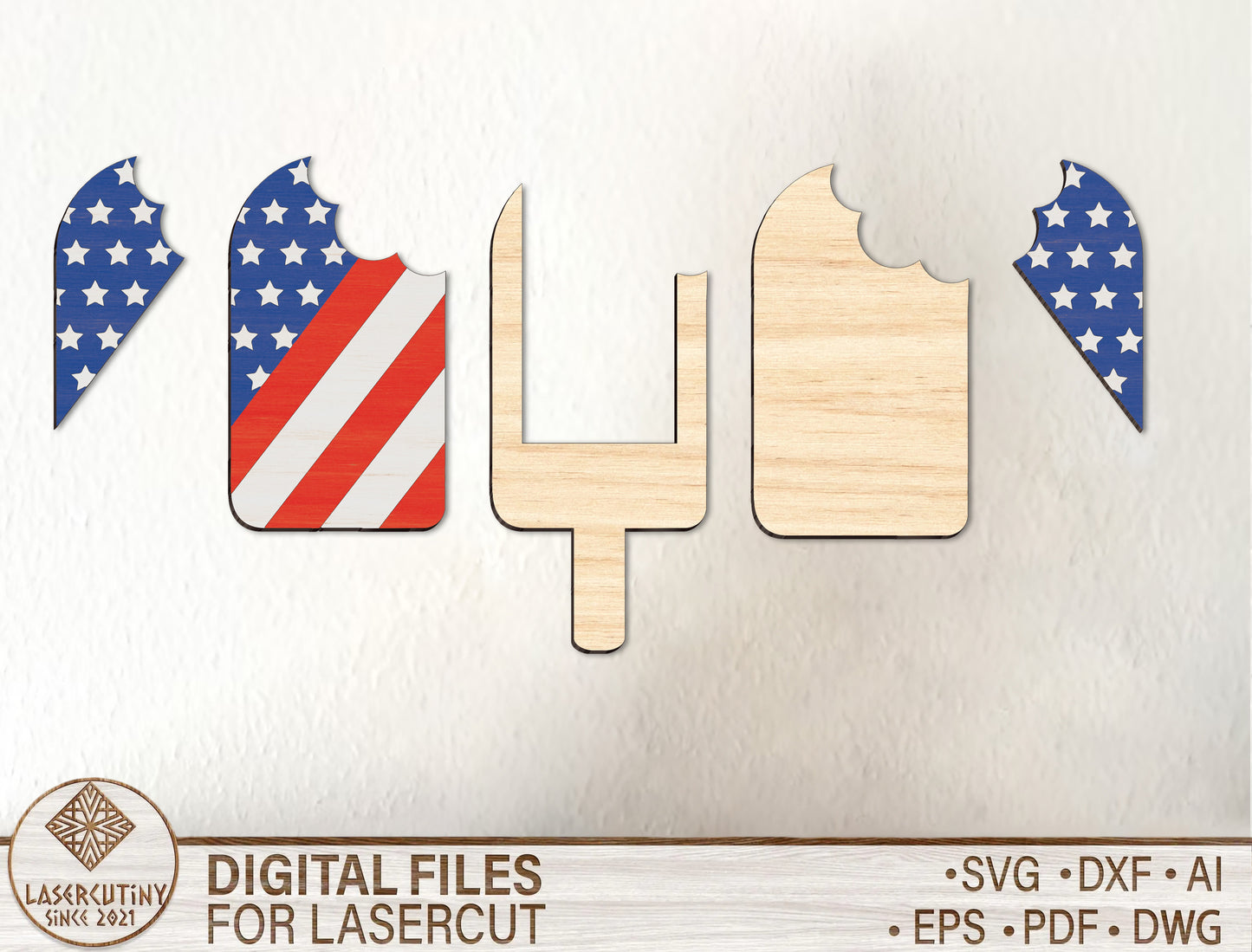 Patriotic Popsicle Card Holder SVG Laser Cut File for Glowforge