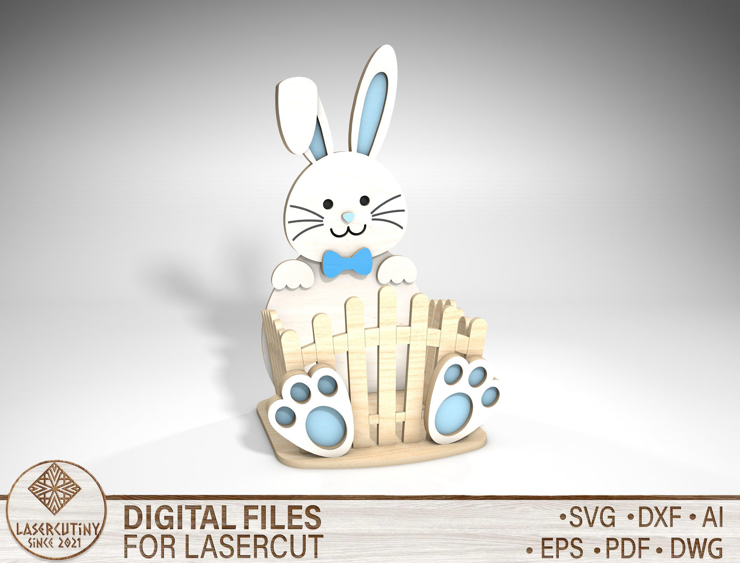 Cute Bunny Basket Holder SVG Easter Decor 2 Designs for Glowforge and xTool