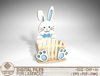 Cute Bunny Basket Holder SVG Easter Decor 2 Designs for Glowforge and xTool