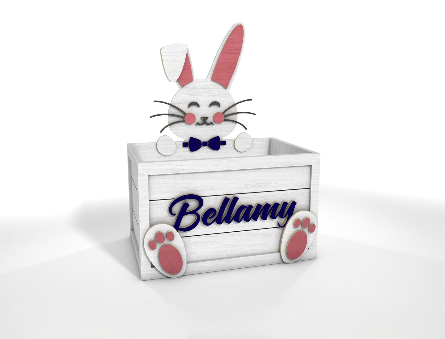 Personalized Easter Bunny Basket SVG Cute Wooden Box for Glowforge and xTool