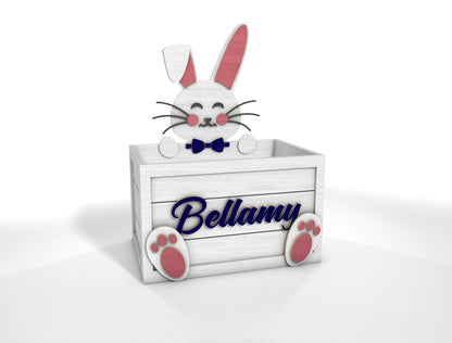 Personalized Easter Bunny Basket SVG Cute Wooden Box for Glowforge and xTool